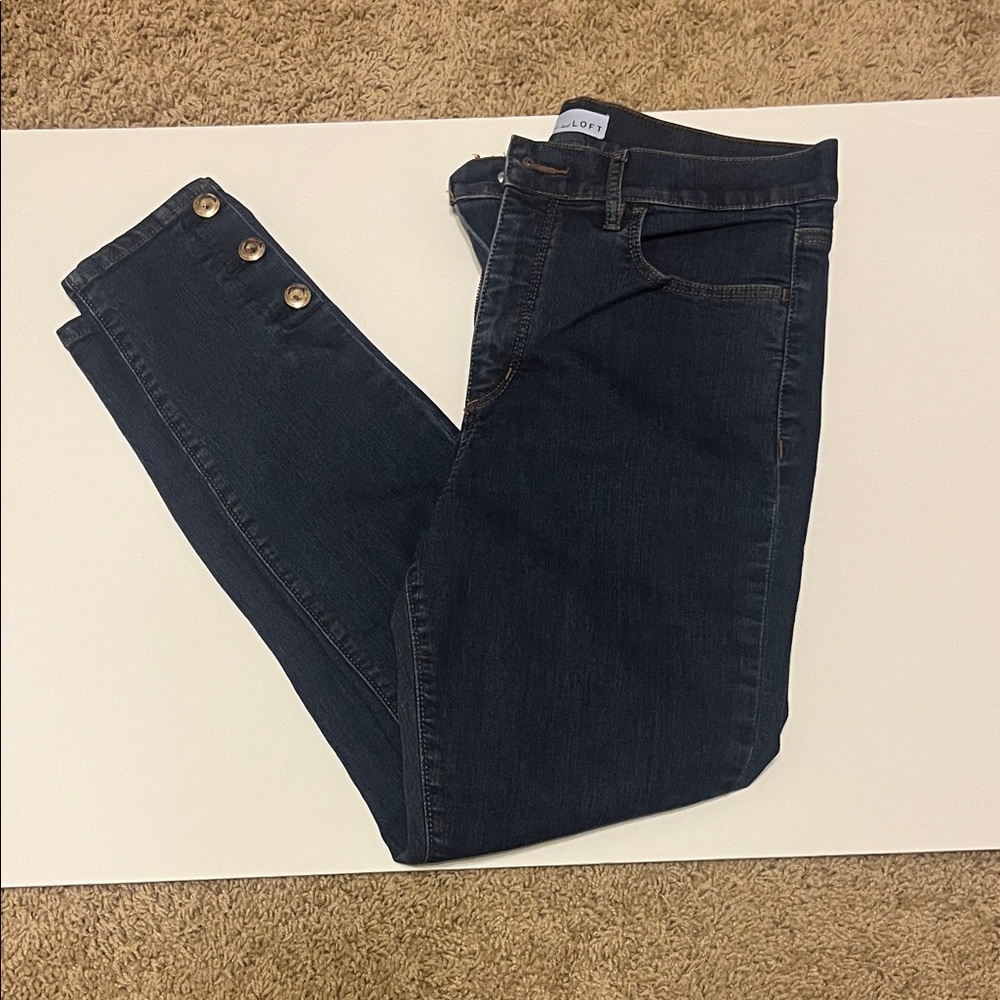 LOFT Dark Blue Straight Leg Jeans